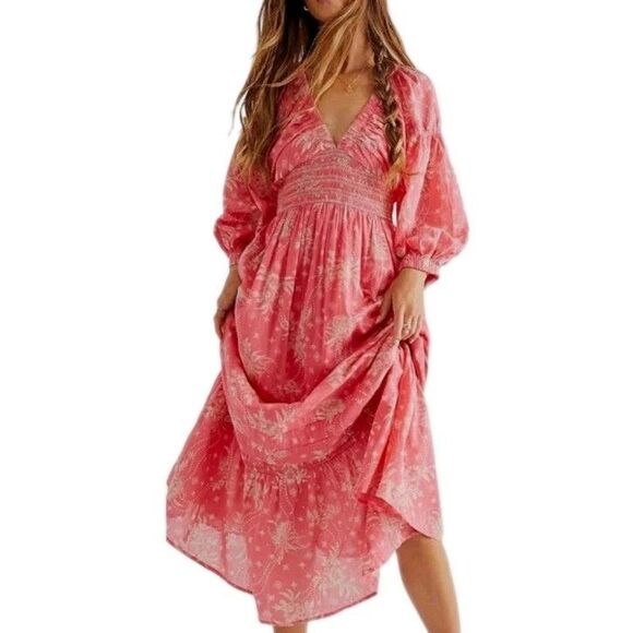Free People Dresses & Skirts - Free People Golden Hour Maxi in Electropop Combo Pink Size Large Bohemian Floral